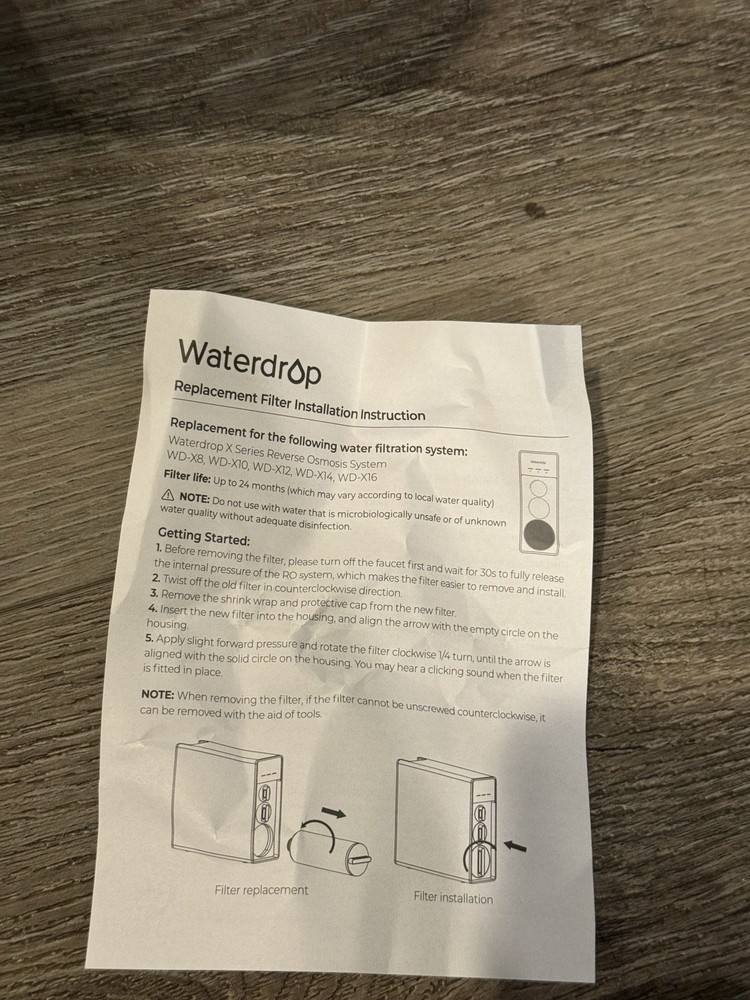 Waterdrop WD-X12-F3 Replacement REVERSE OSMOSIS MEMBRANE Water Filter NEW SEALED
