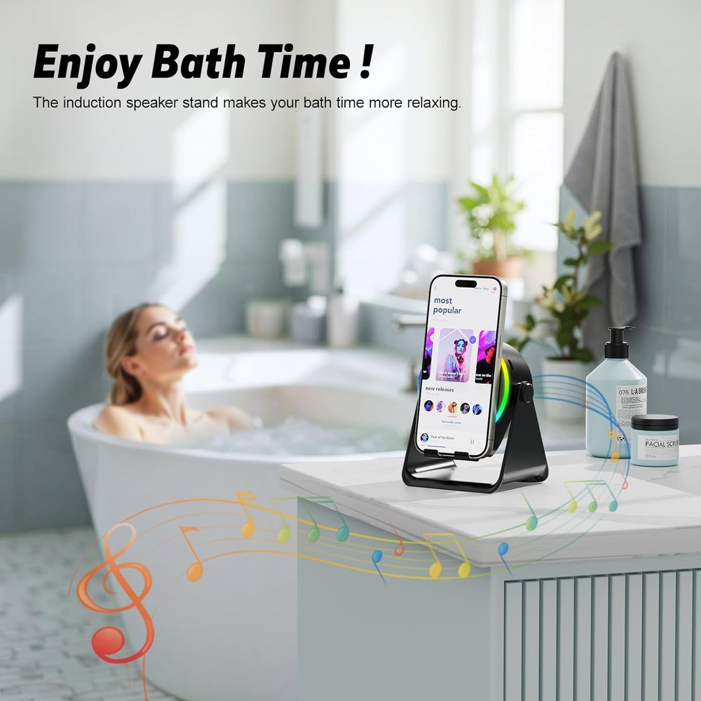 Wireless Induction Speaker, Multi-Functional Bluetooth Speaker with RGB Light