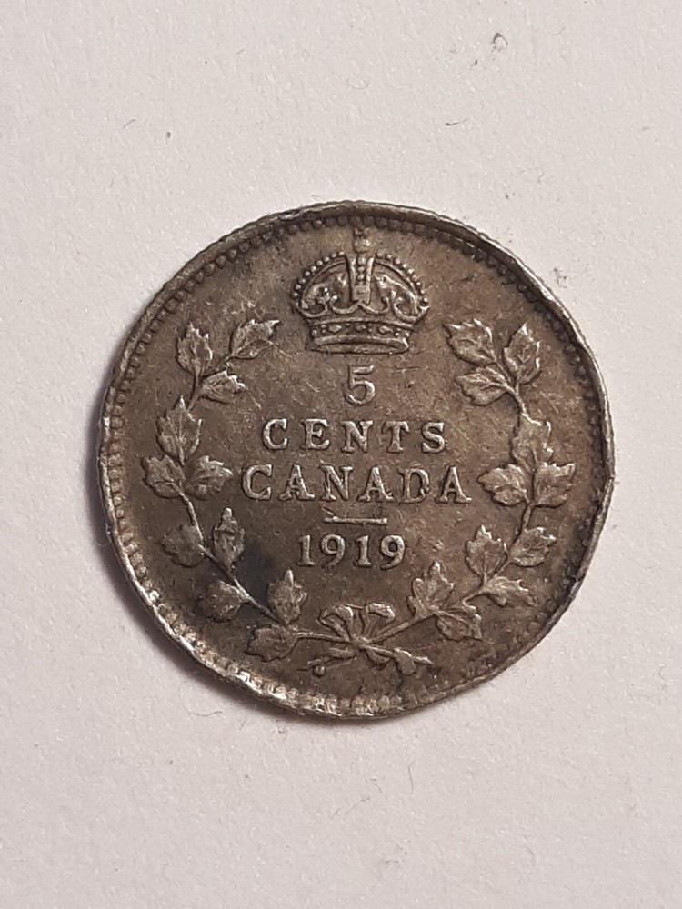 1919 Canadian Silver 5 Cent Fishscale