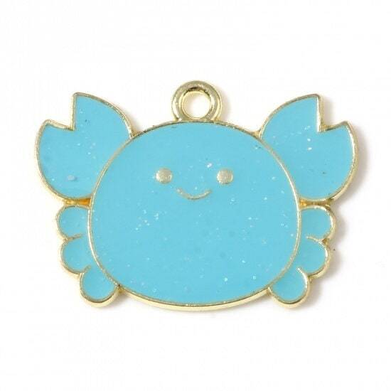 26MM Glittery Crab Enamel Charms