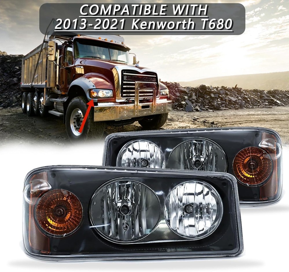 Mack Granite GU713 Headlight Assembly Halogen Pair