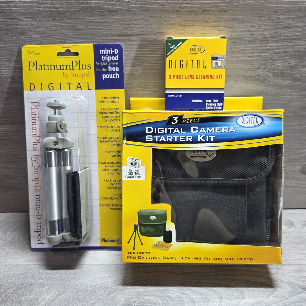 Digital Camera Accessory Bundle–Tripods, Cleaning Kit, Starter Kit – New Sealed