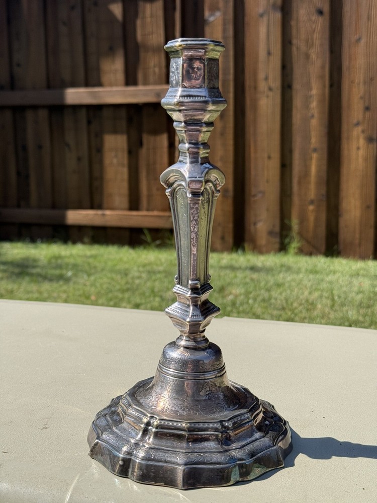 Antique Louis XIV Silvered Bronze Candlestick