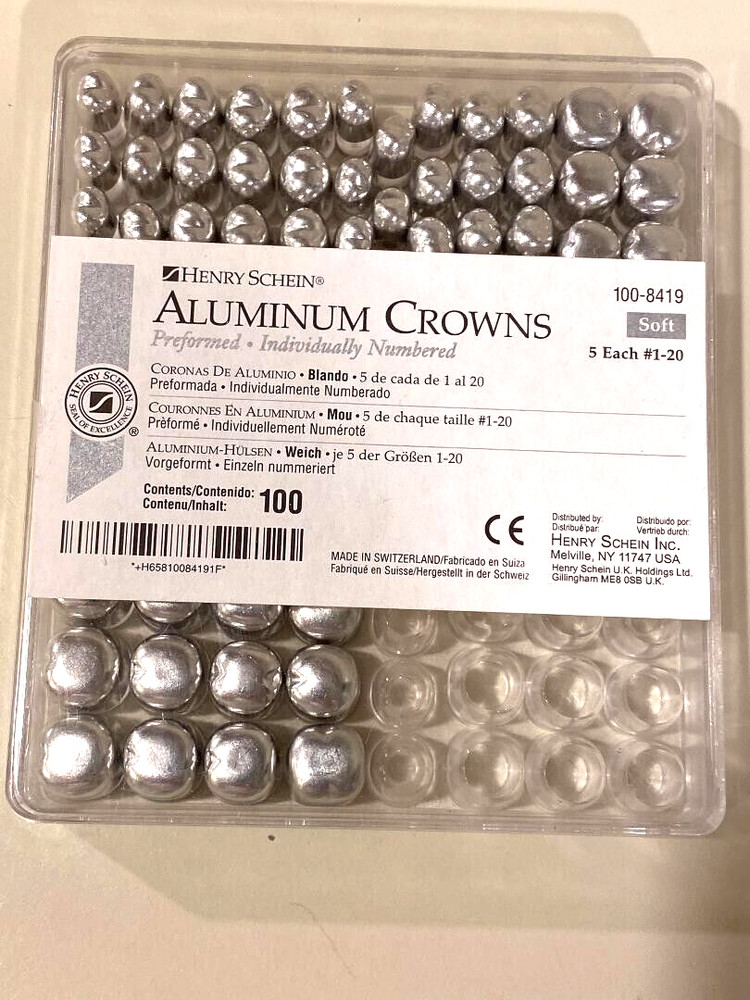 73 NEW HENRY SCHEIN ALUMINUM CROWN FORMS PREFORMED VARIOUS SIZES 100-8419
