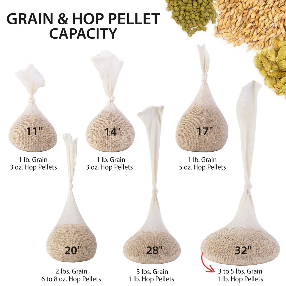 Eselect Hops, Grain & Spice Beer Brewing Bags- 32” (10 Pack) for Homebrewing