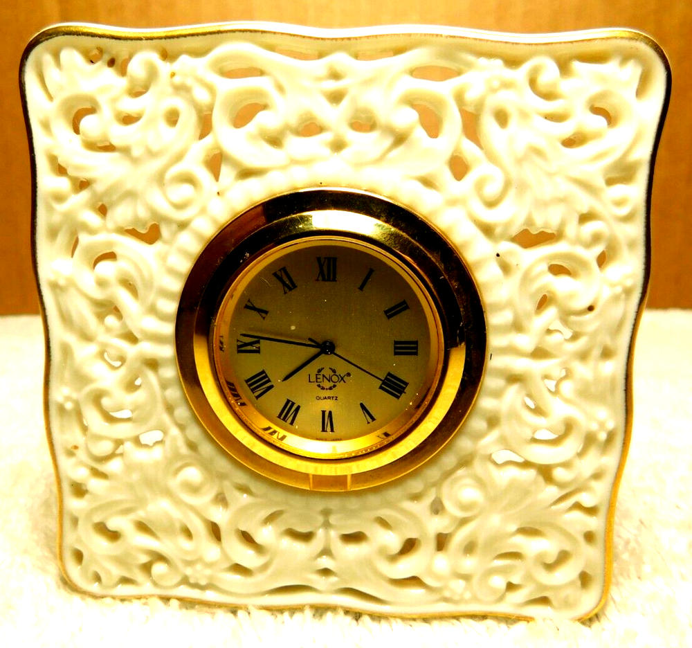 Lenox~Mini Porcelain Square Clock 3 1/4" x 3 1/4"