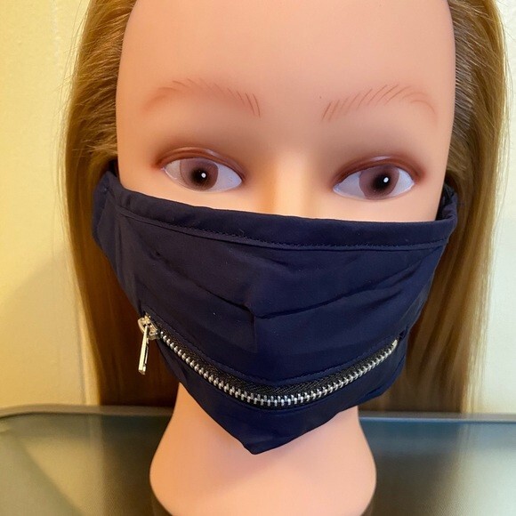 blue zipper face mask