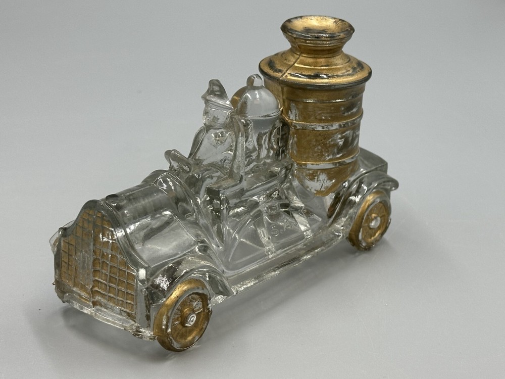1920s FIRE ENGINE Large Boiler #2 GLASS CANDY CONTAINER Antique A&E 222