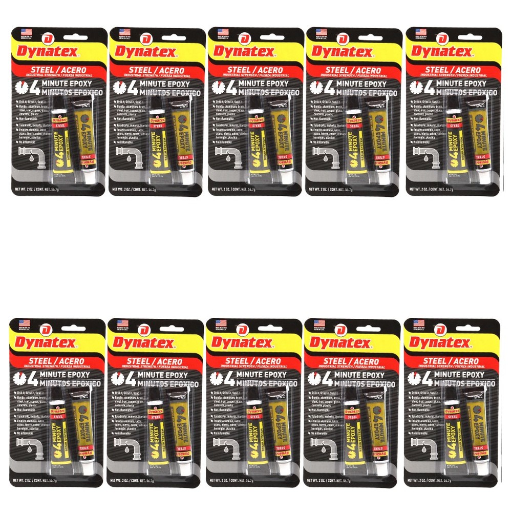 Dynatex 4 Min Steel Epoxy 2 oz - Fast Set Drillable (10-Pack)