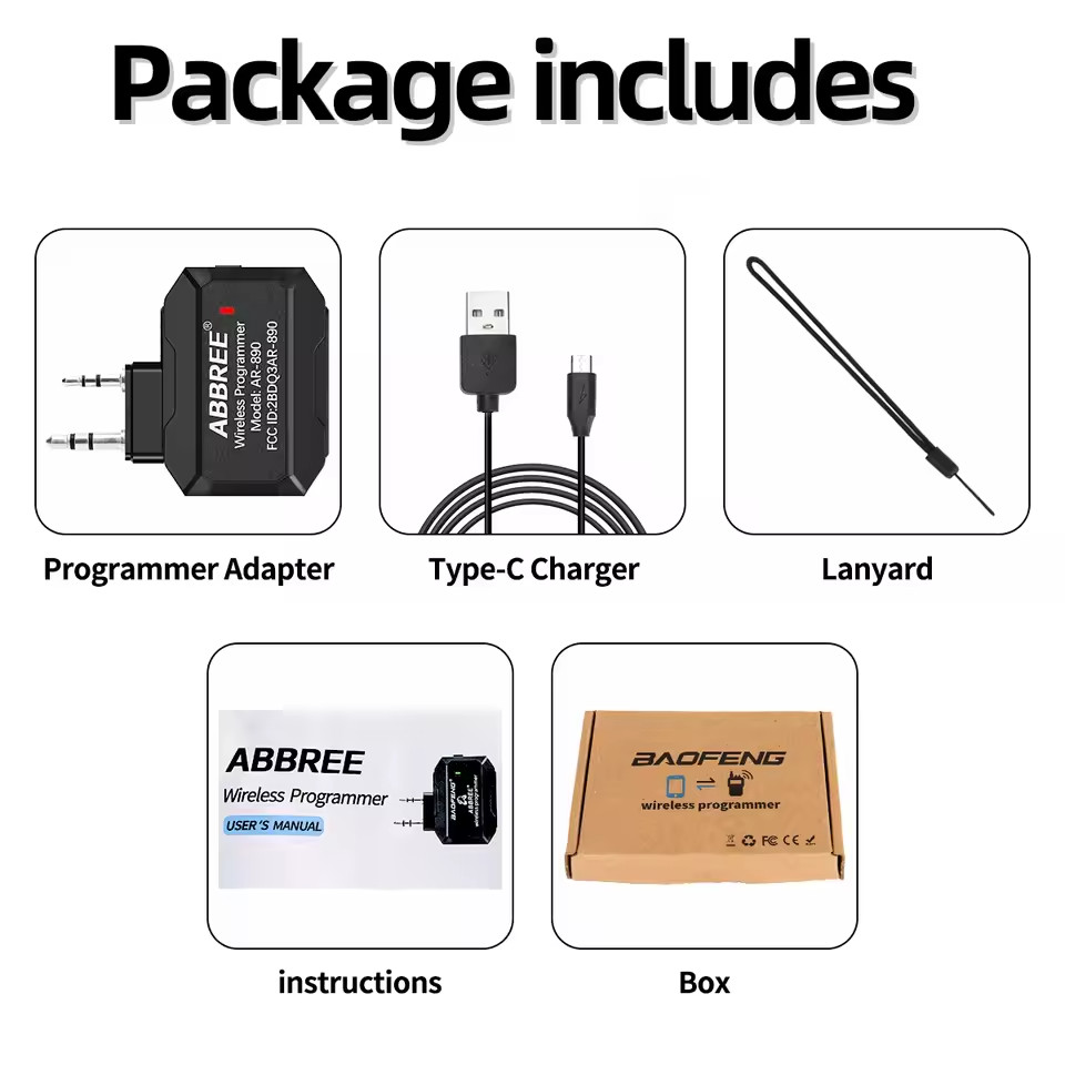 Ham Radio Wireless Programmer Adapter APP and PC Program for Baofeng UV-5R and M