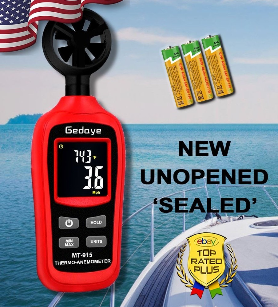 Digital Wind Speed Meter, Handheld Anemometer, Measure Wind Speed and Tempera...