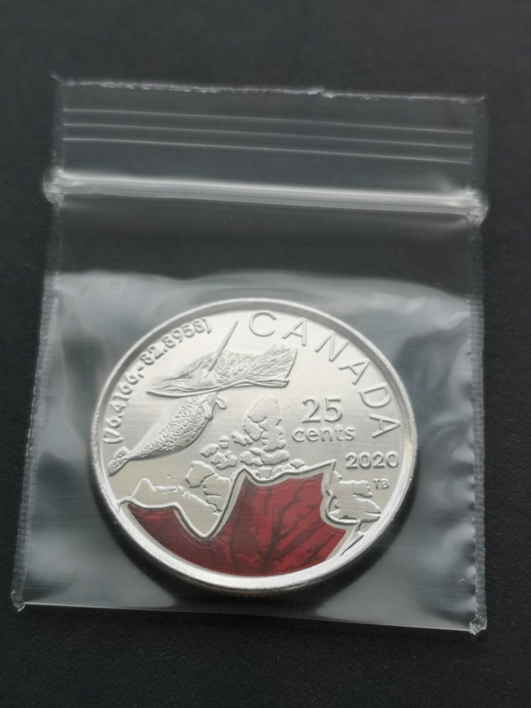 ***  CANADA  25  CENTS  COLOURED  2020  ***  NARWHAL  ***