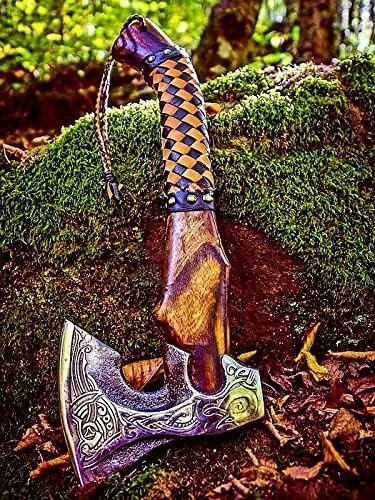 CUSTOM HAND FORGED Viking AXE VALHALLA AXE COMBAT WARRIOR AXE CAMPING AXE