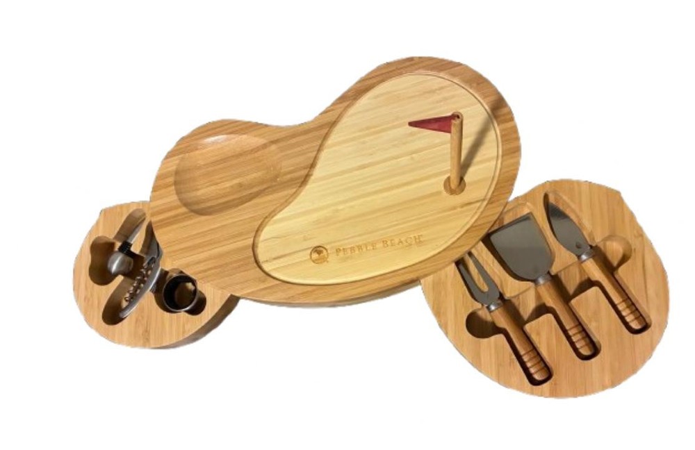 Cheese Charcuterie Board with Utensils - Engraved With Pebble Beach Logo - New