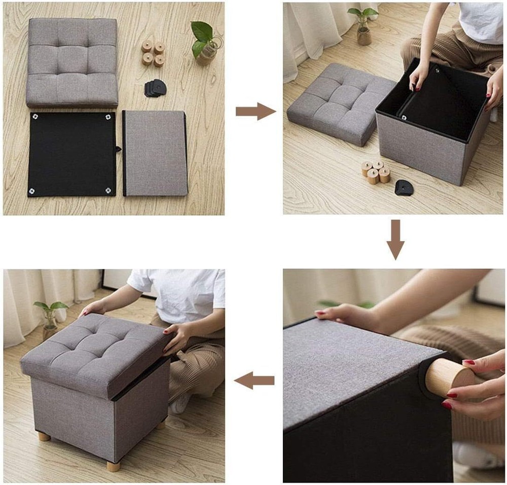 BRIAN & DANY Storage Ottoman Cube, Small 15 x 15 x 15 Inches, Grey