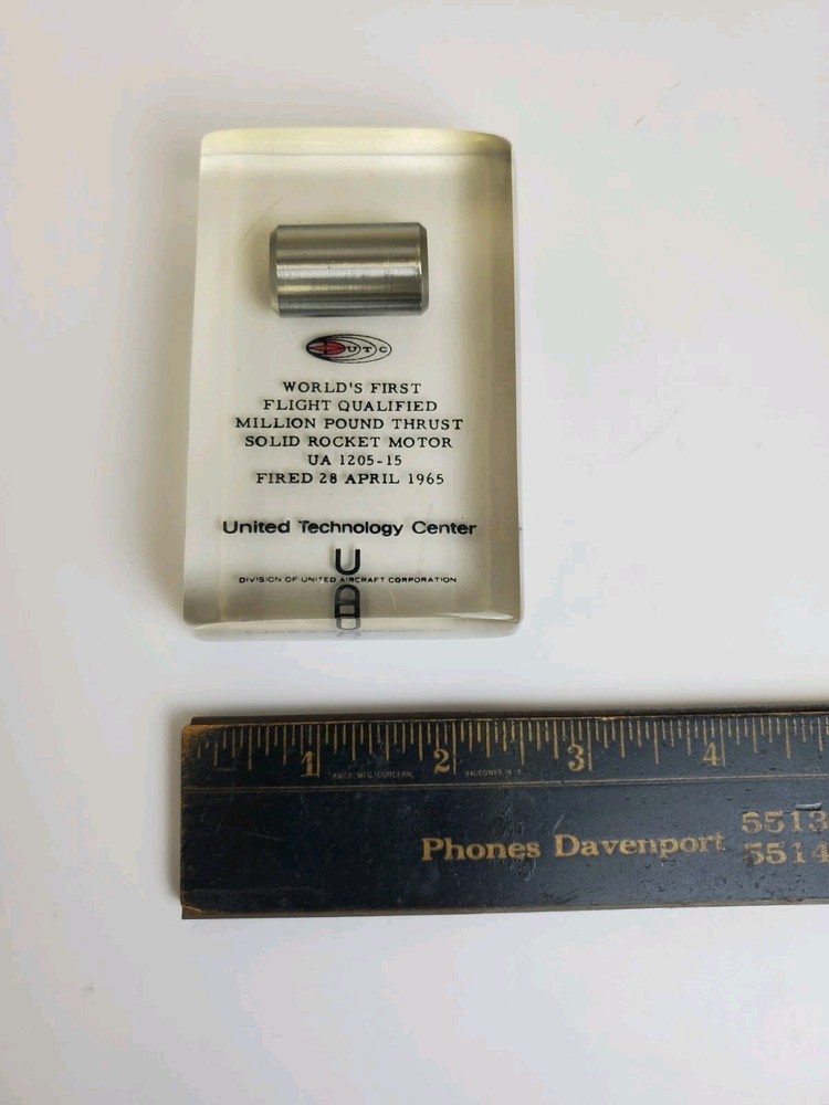 1965 1st Flight Qualified Million Lb. Thrust Solid Rocket Motor United Technoly
