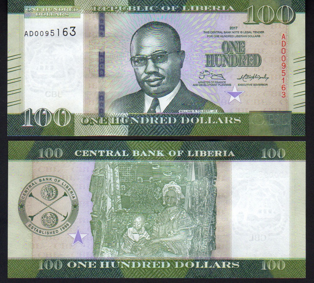 Liberia 100 Dollars 2017, Pick 35b  Mint Unc