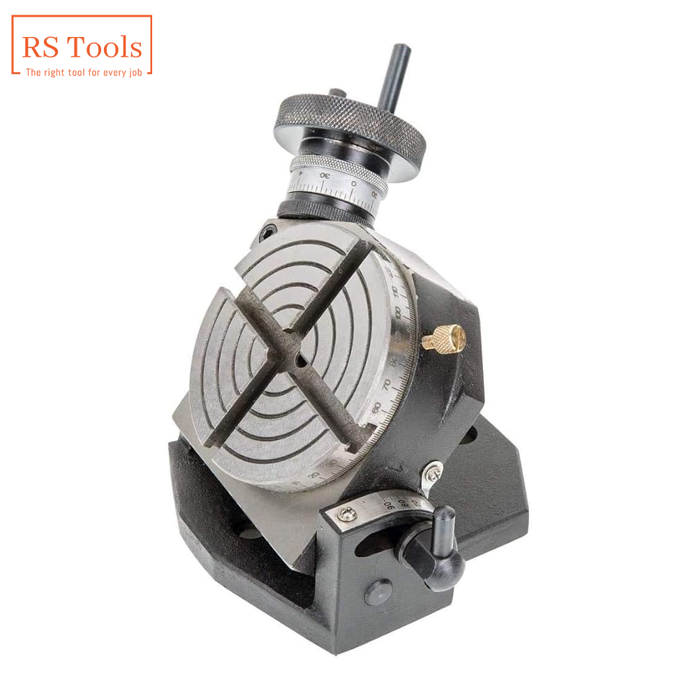 4" 100mm Tilting Rotary Table And 65 mm Self Centering Chuck +Back Plate & Tnuts
