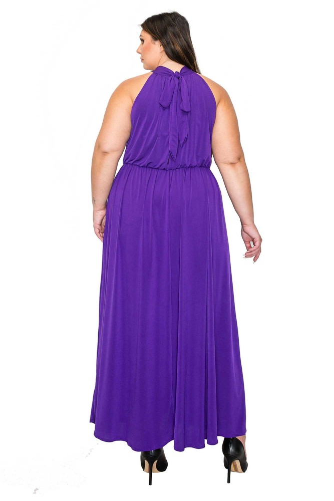PLUS SIZE Halter Neck Maxi Dress 2