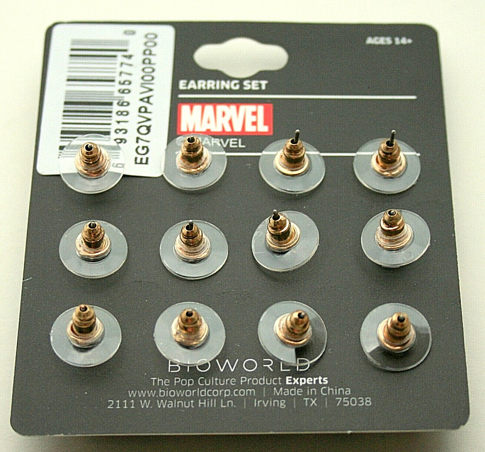6 Pair Marvel Comics Avengers Infinity War Gauntlet Stones Earring Set New MOC