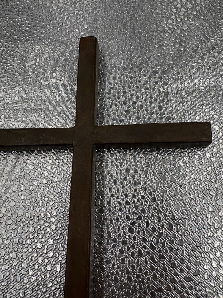 Vintage Solid Brass Cross Heavy Modernist Modern