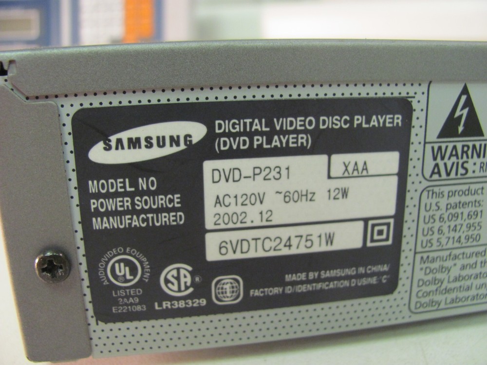 Samsung DVD-P231 DVD Player Progressive Scan No Remote TESTED