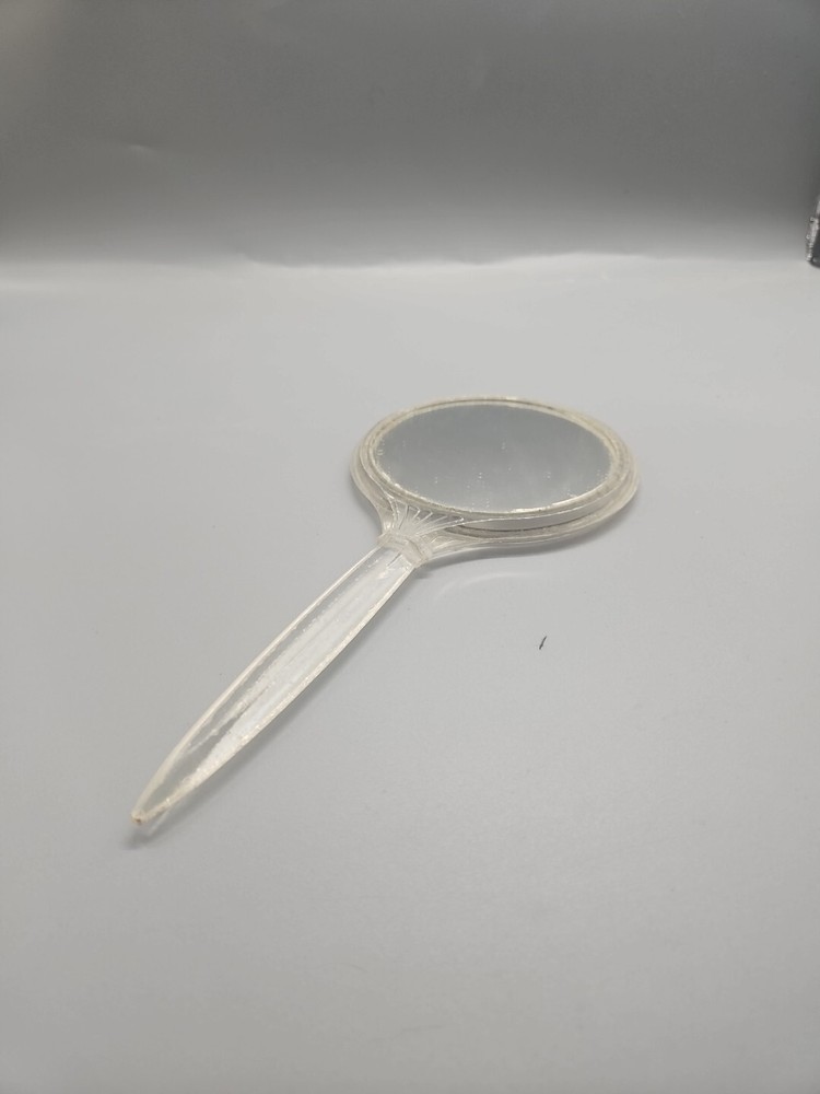 Vintage Hand Mirror Plastic Floral