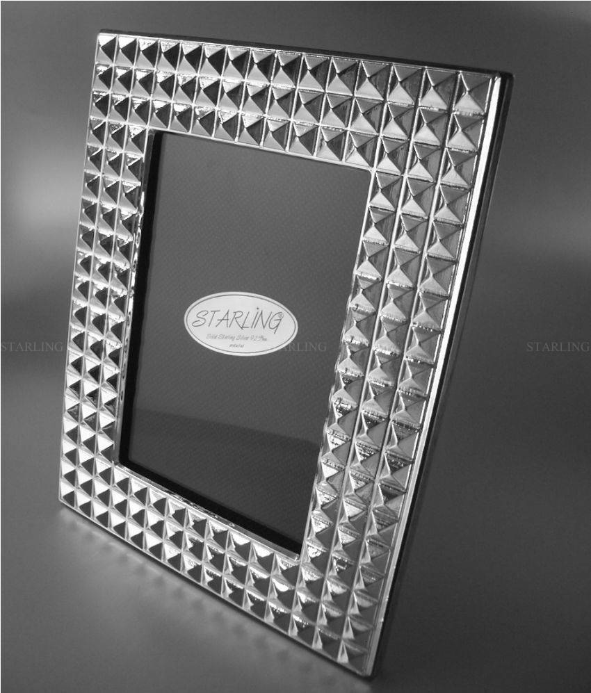 Solid 925 Sterling Silver Photo Frame Art Deco Mahogany Back-10x15(V1)
