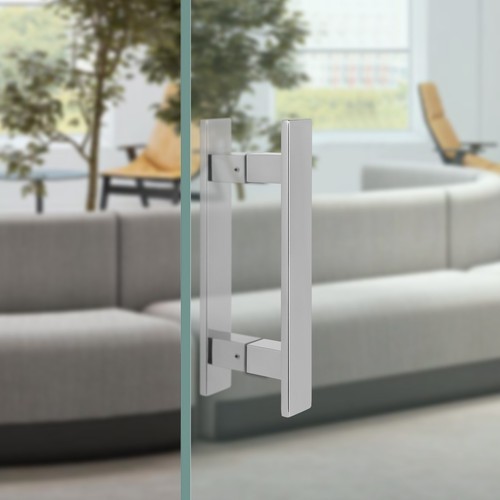 H-Shaped Glass Door Pull Handle, Double-Sided Design, Stainless Steel