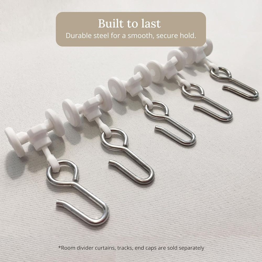 Curtain Track Hooks 20 Pack - Durable Ceiling Track Roller Hooks for Curtains -