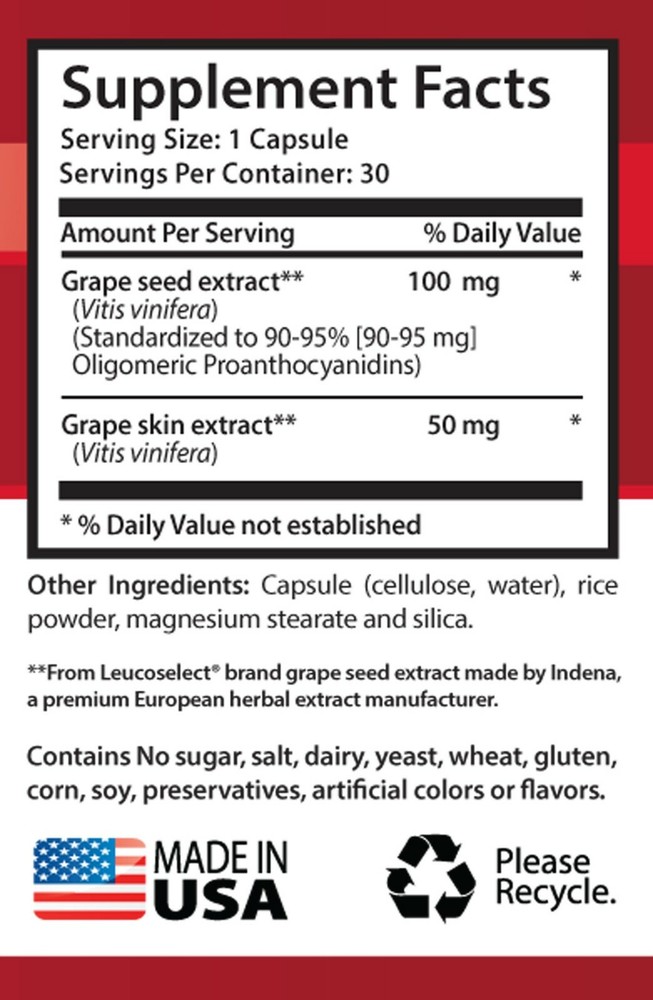 Oligomeric Proanthocyanidins - Grape Seed Extract 150mg - neuroprotective 1B
