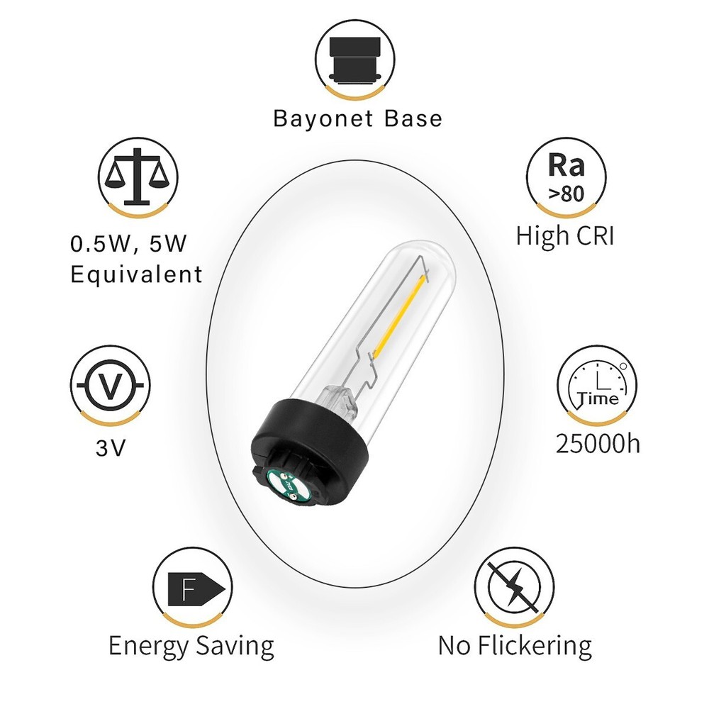 Solar Light Bulb for Hampton Bay Solar Light, 3 Volts Pathway Light Bulb, 1 Pack