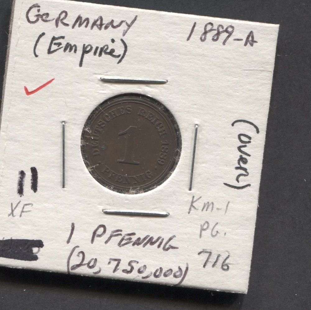 1889-Germany-XF- 1 Pfennig
