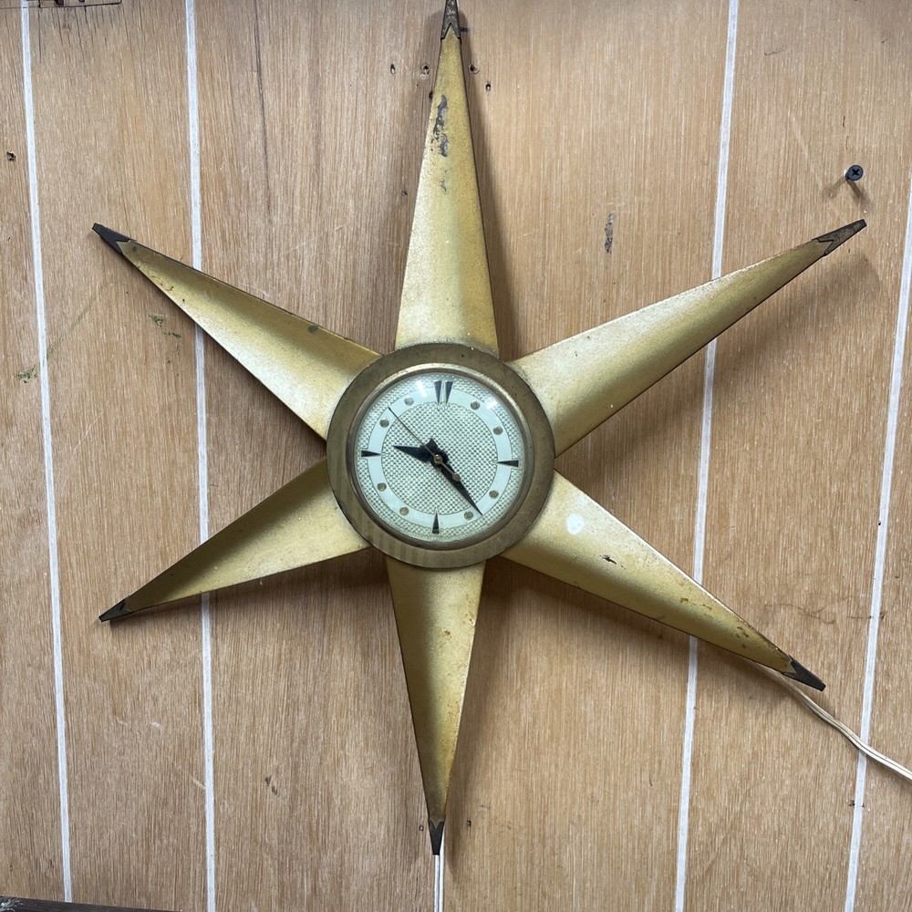 Vintage MCM Bilt-Rite Starburst Wall Clock - Working