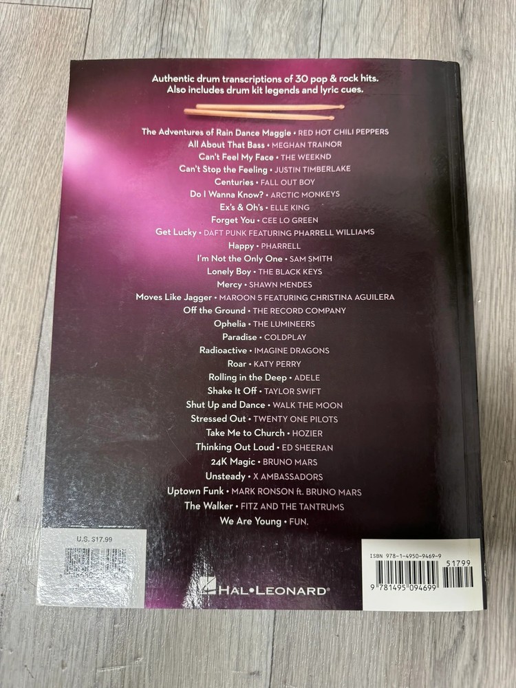 Drum Chart Hits Drum Book / Music Notation