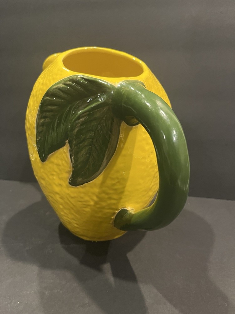 Hand Painted Lemon Shaped Pitcher 9”