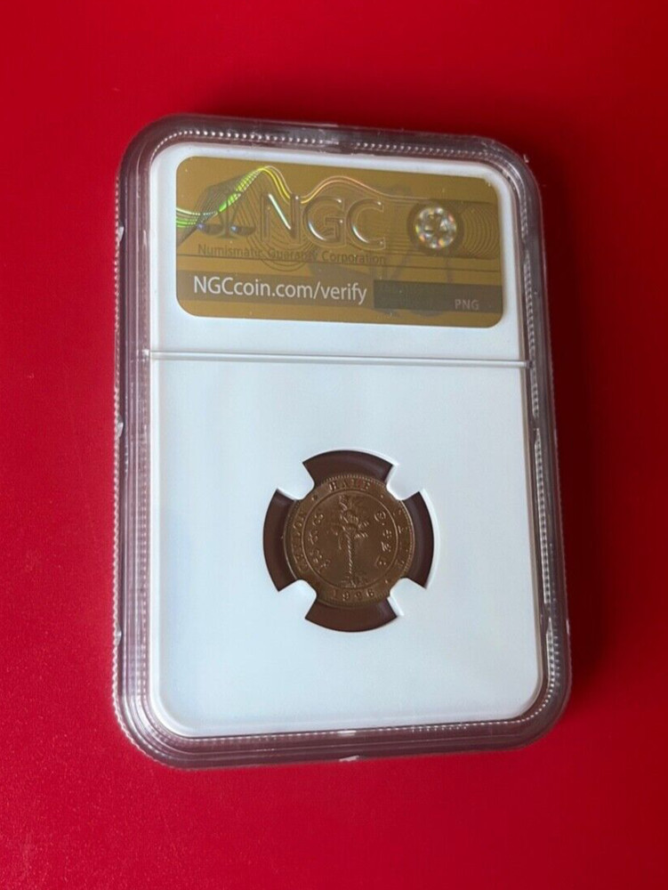 1926 CEYLON 1/2 CENT NGC MS 63 BN