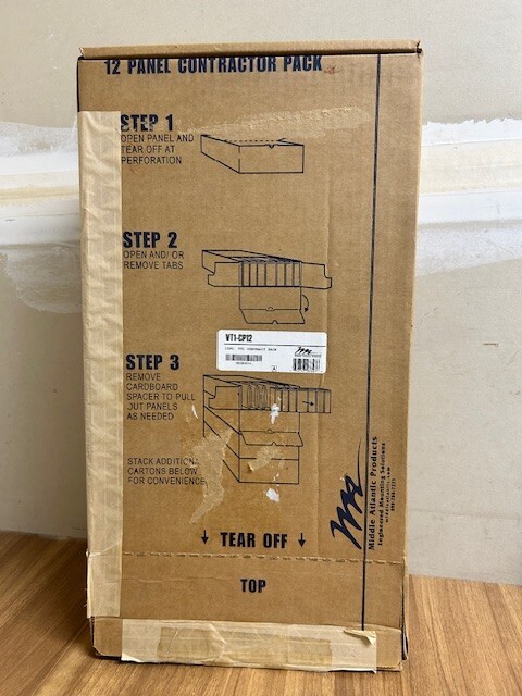 Middle Atlantic VT1-CP12 1 RU Rack Vent Panel, 12x Contractor Pack
