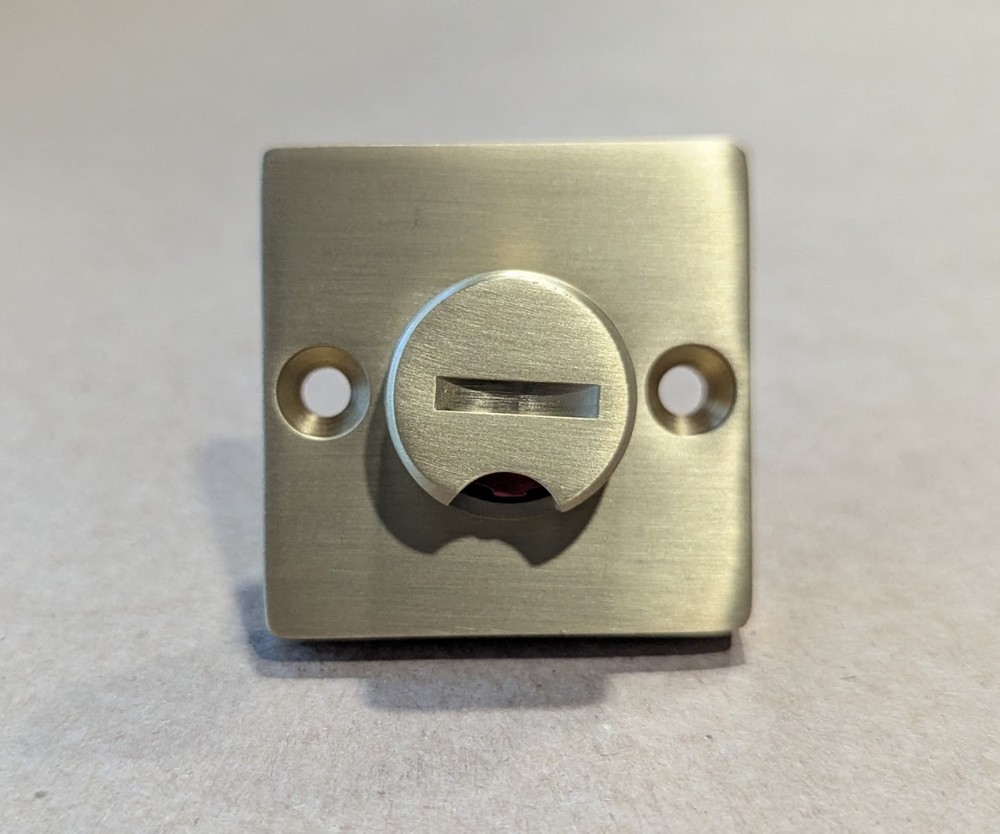 Emtek 8583US19RECUS4 Square Double Rosette Privacy Bolt w/ Indicator SATIN BRASS