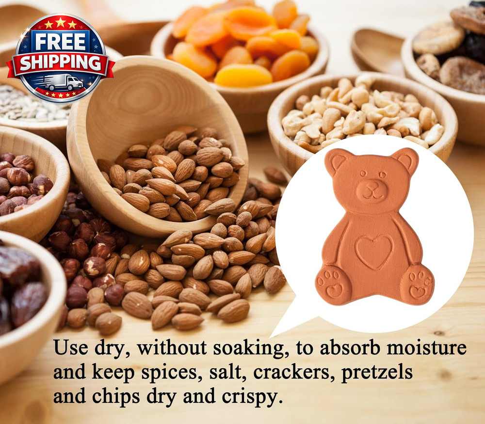 4 Pack Bear Shaped Terracotta Brown Sugar Savers - Keep Sugar Soft!