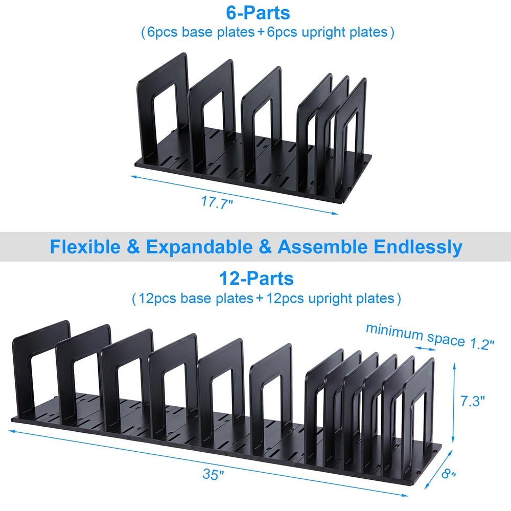 Adjustable Vertical File Sorter Sturdy Plastic Expandable Upright File Holder...