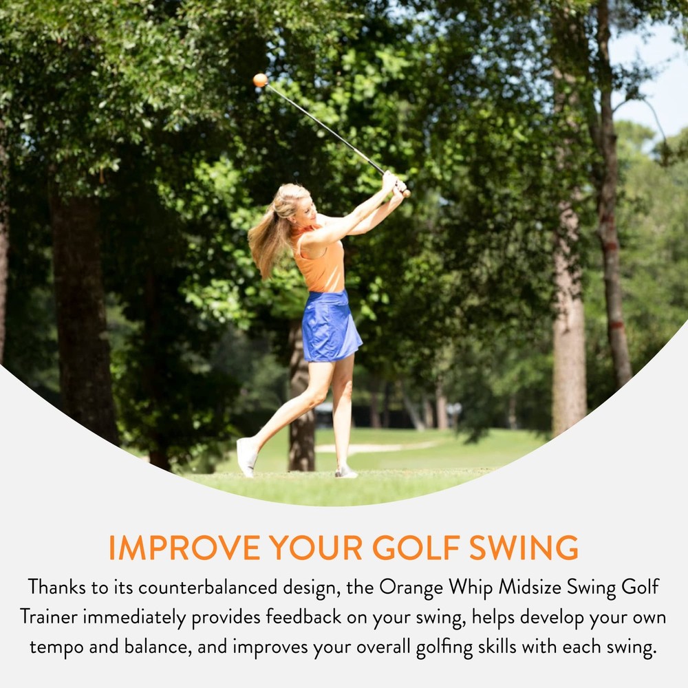 Orange Whip Mid-Size Golf Swing Trainer Aid for Improved Rhythm, Flexibility,