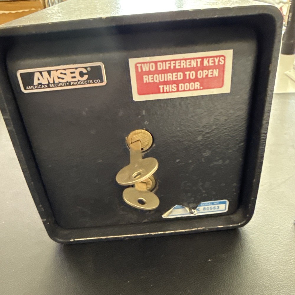 AMSEC Drop Box Under counter Safe, 12” x 6" x 6" Heavy Solid Steel Dual Control