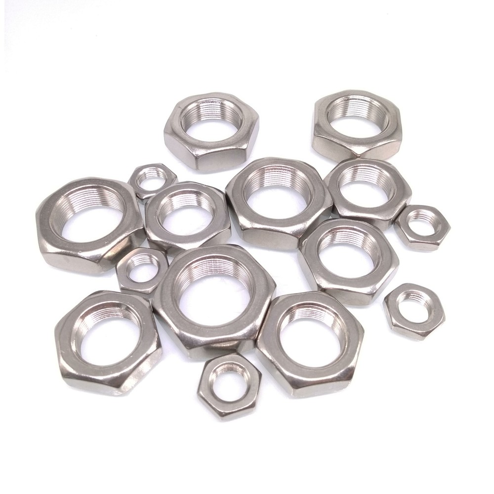 50pcs M6 x 0.75mm Fine Thread Hex Half Thin Jam Nuts A2 304 Stainless Steel