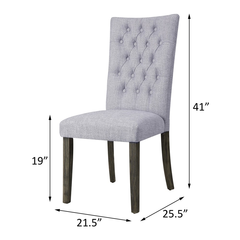 Grey and Grey Oak Side Chair with Button Tufted