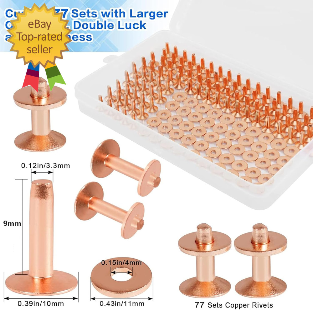 154Pcs Copper Rivets for Leather #12 Smooth Leather Rivets without Pattern