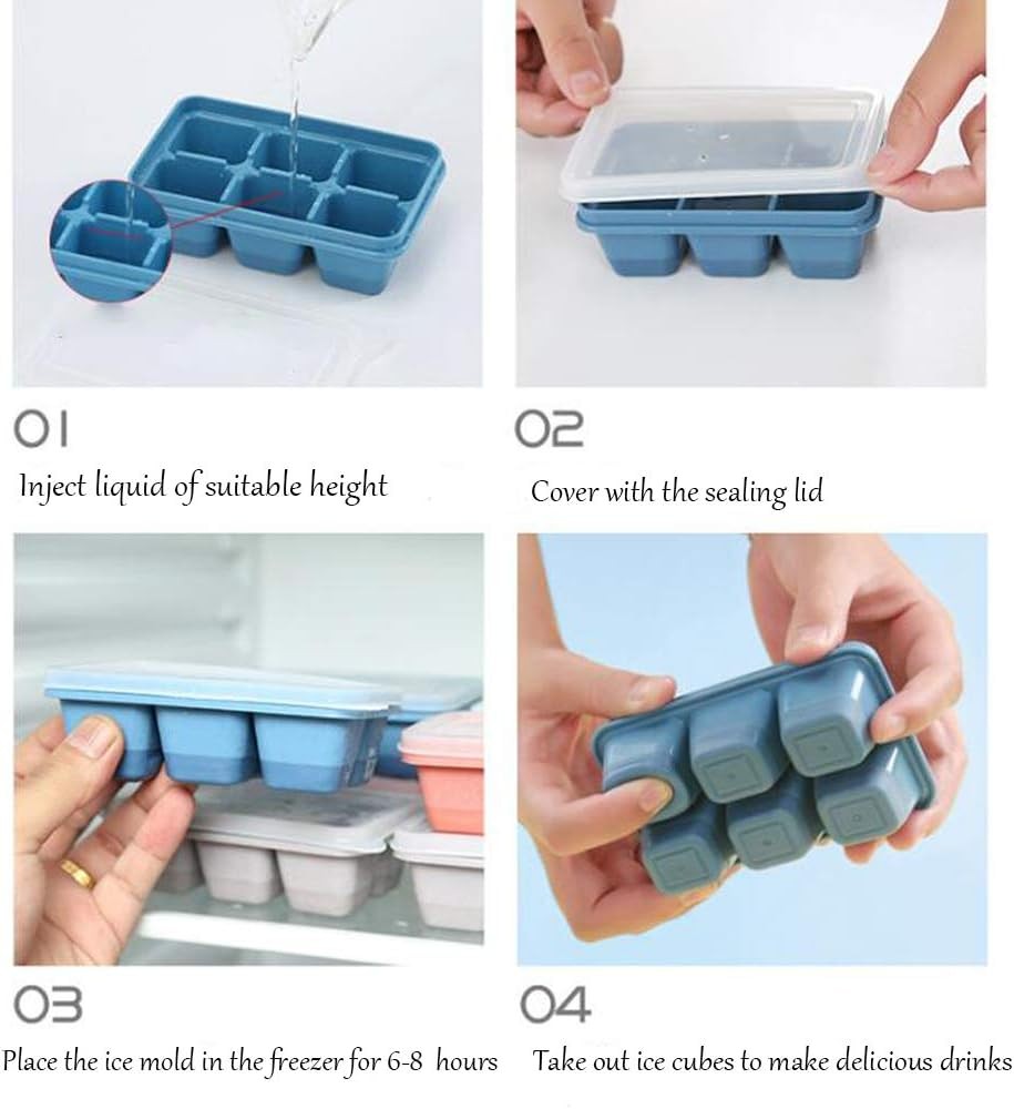 Ice Cube Trays Freezer 3 Pack Mini Ice Cube Trays W/ Lid & Easy-Release Silicone