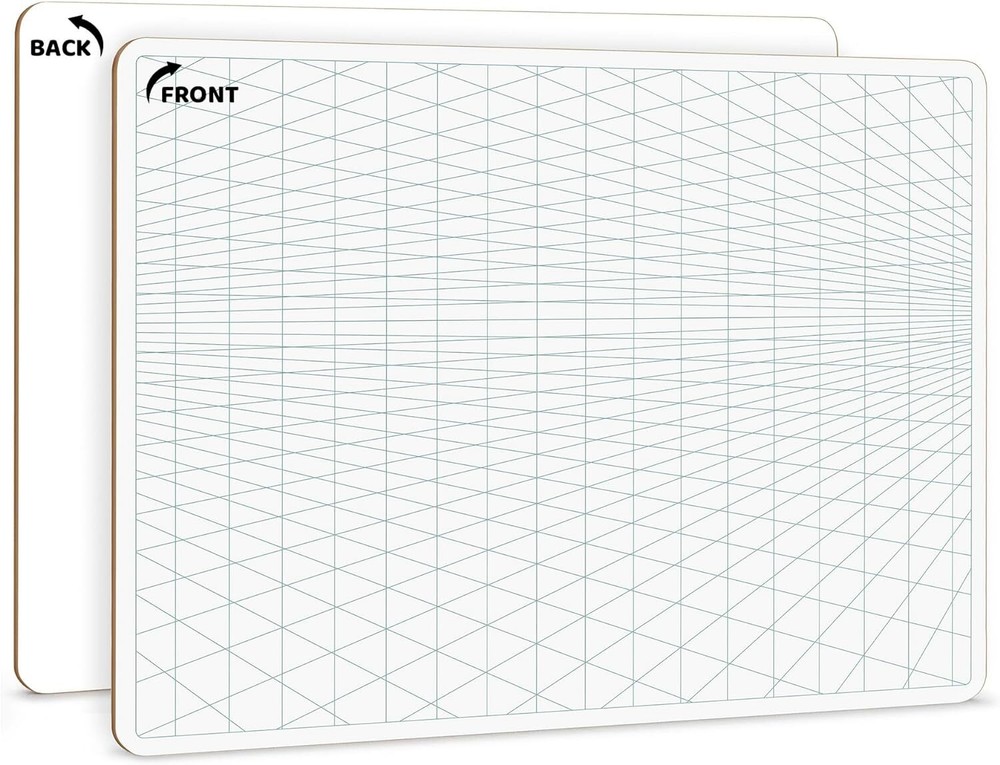 SCRIBBLEDO 2 Point Perspective Grid 11”x14” Large Graph Dry Erase Board White