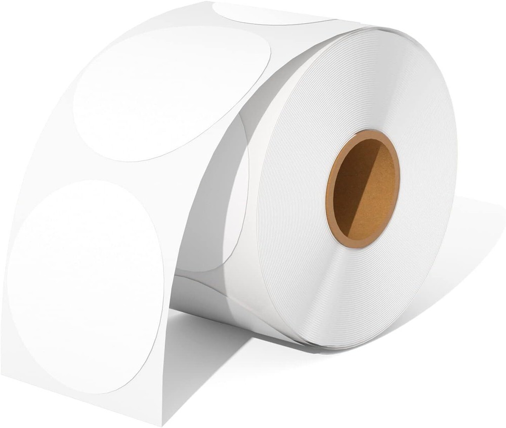 3" Round Direct Thermal Labels Circle Sticker 750 Labels/Roll Self-Adhesive