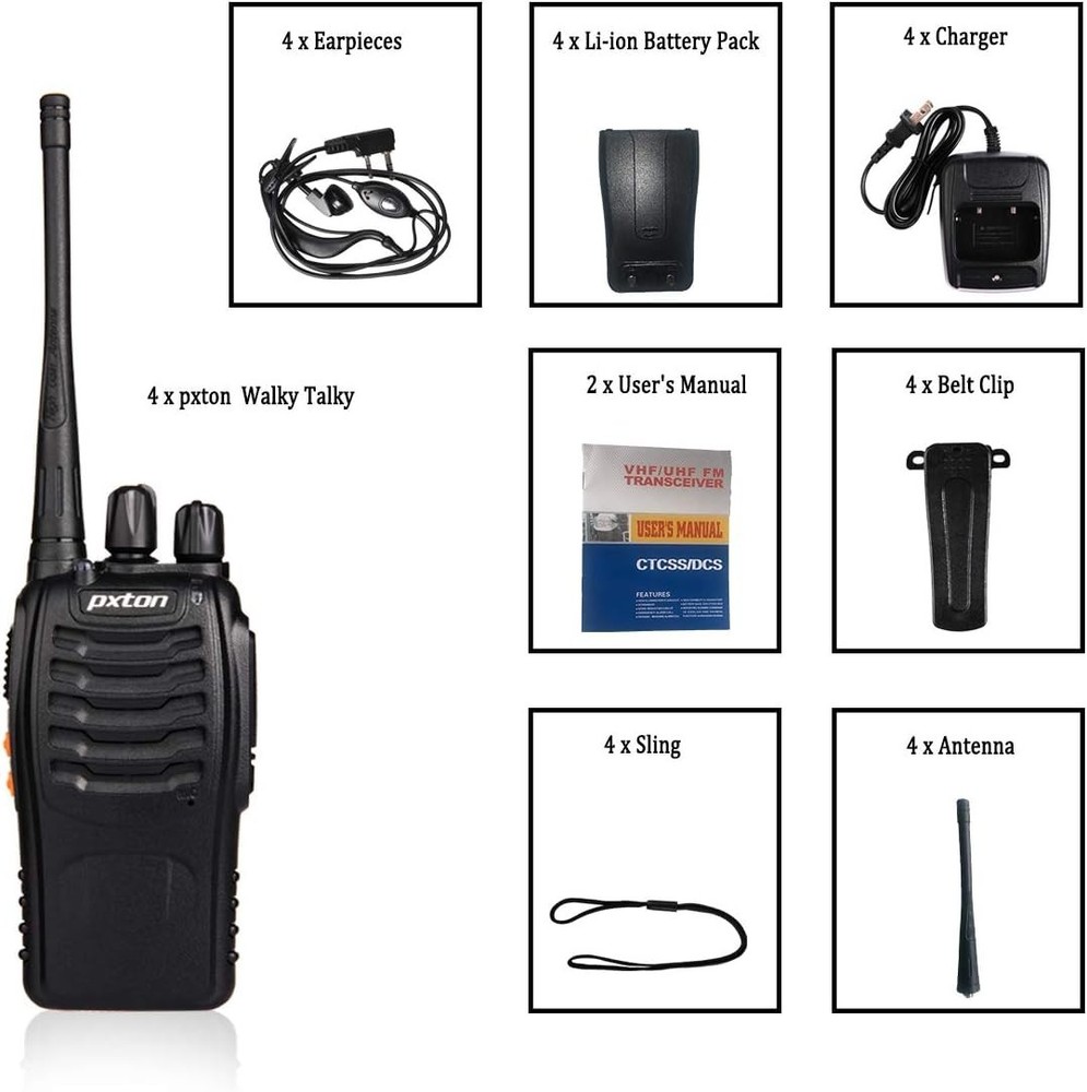 Durable Rechargeable Walkie Talkies with Flashlight - Long Range Communication